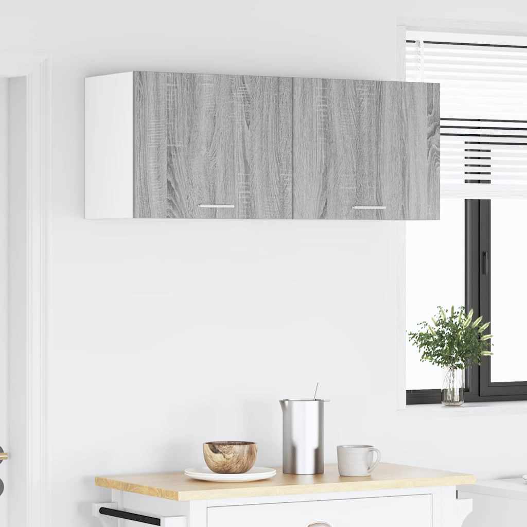 vidaXL Hanging Cabinet 2 pcs Grey Sonoma and White Engineered Wood 4