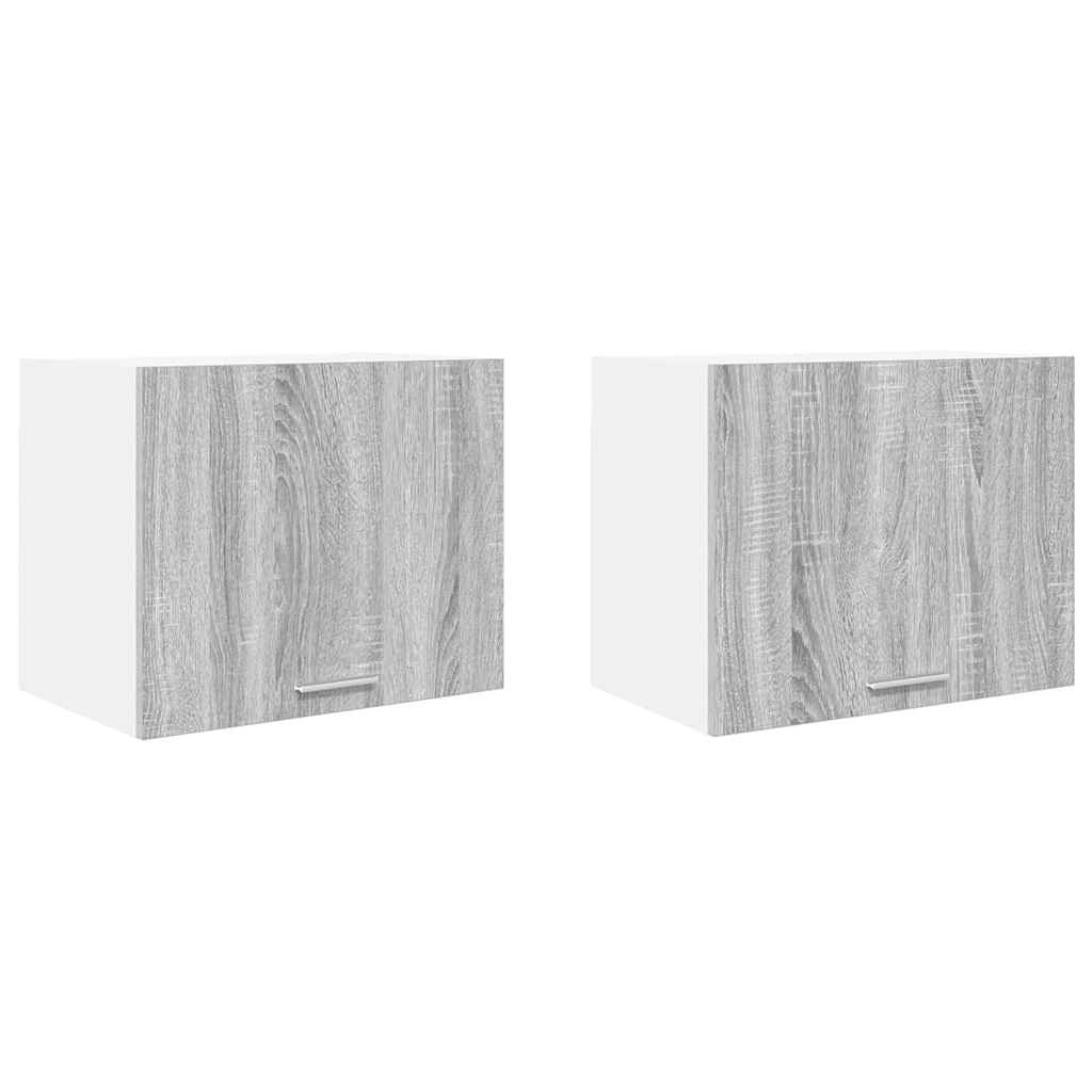 vidaXL Hanging Cabinet 2 pcs Grey Sonoma and White Engineered Wood 2