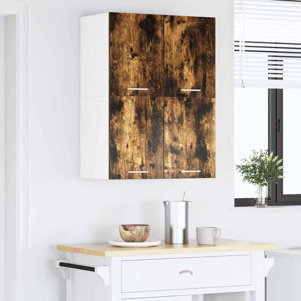 vidaXL Hanging Cabinet 2 pcs Smoked Oak and White Engineered Wood 4