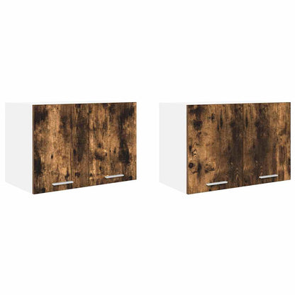 vidaXL Hanging Cabinet 2 pcs Smoked Oak and White Engineered Wood 2