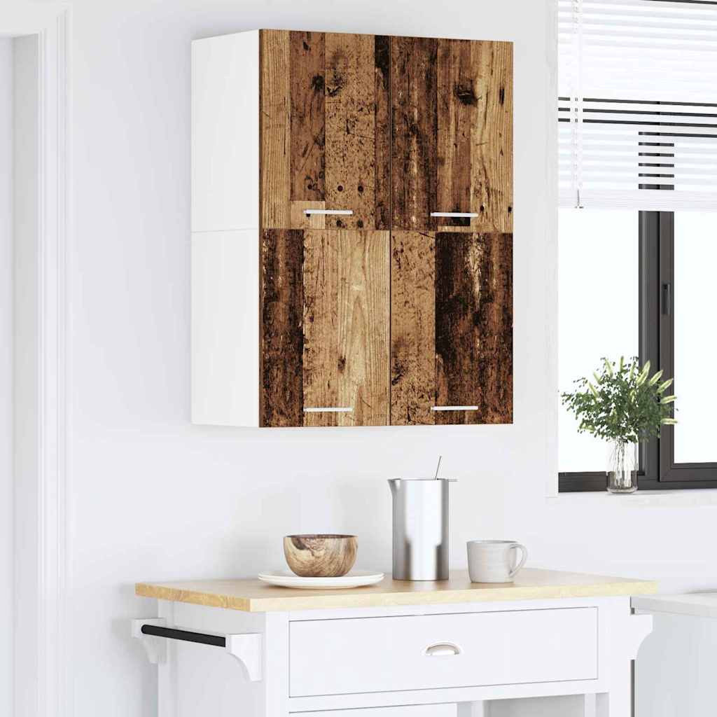 vidaXL Hanging Cabinet 2 pcs Old Wood and White Engineered Wood 4