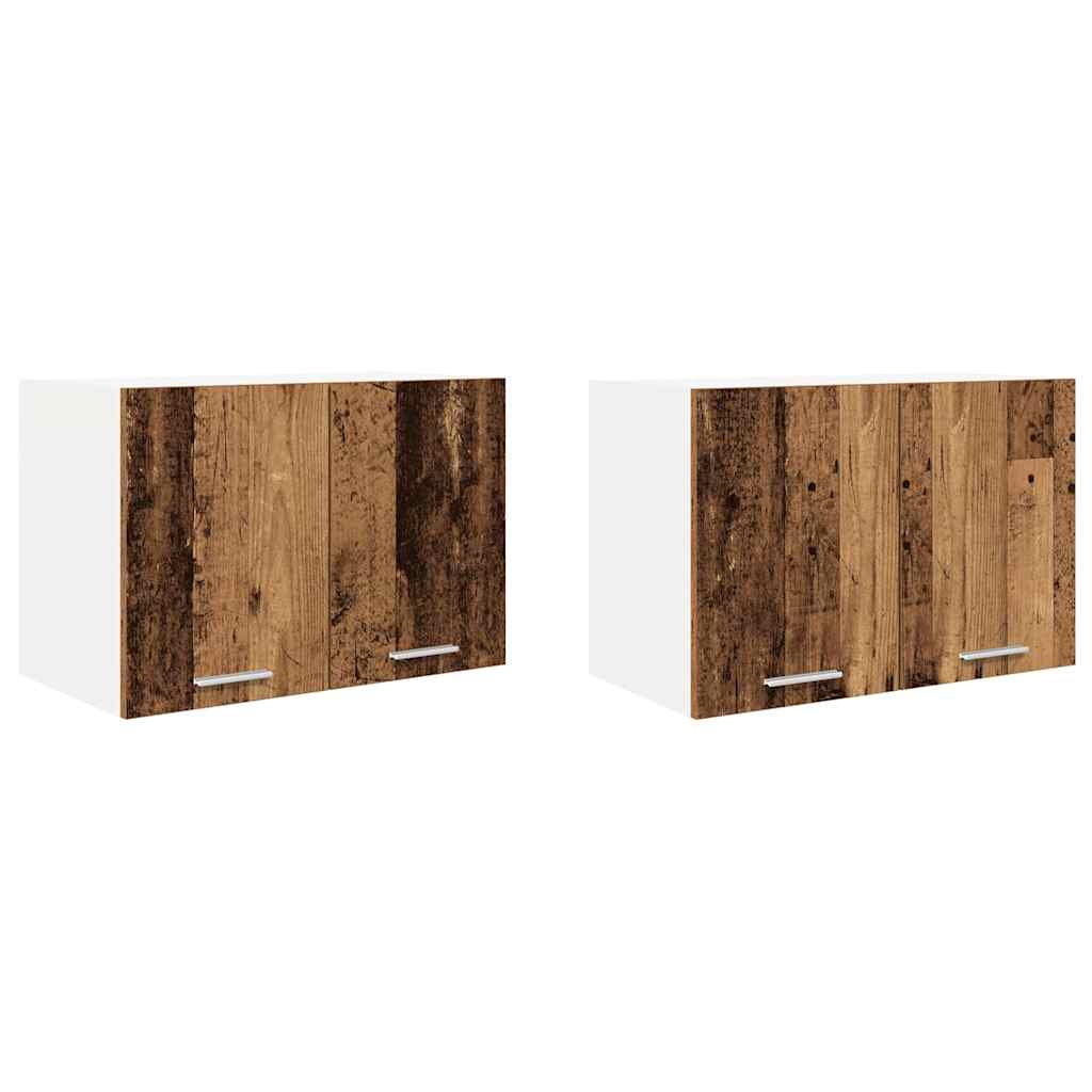 vidaXL Hanging Cabinet 2 pcs Old Wood and White Engineered Wood 2