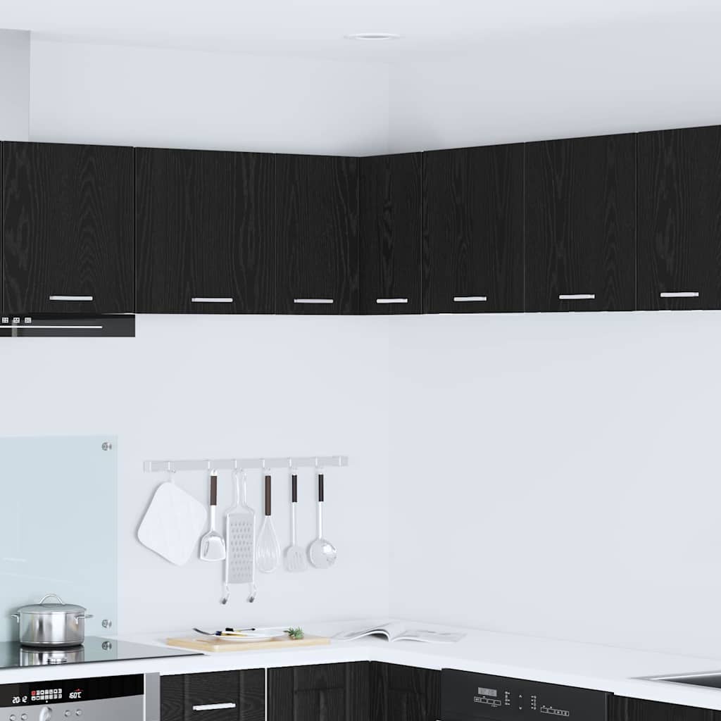 vidaXL Hanging Cabinet Black Oak and White 57 x 57 x 40 cm 1