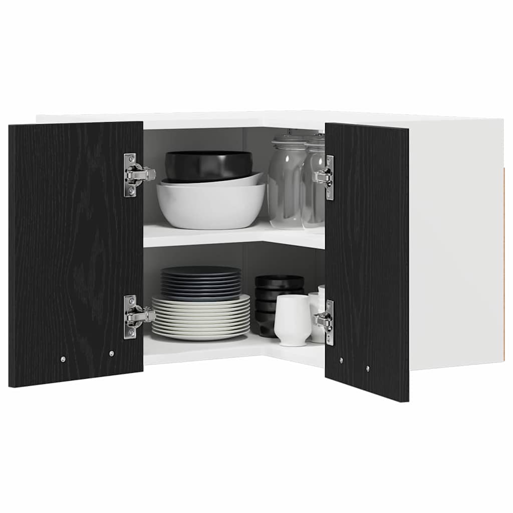 vidaXL Hanging Cabinet Black Oak and White 57 x 57 x 40 cm 3
