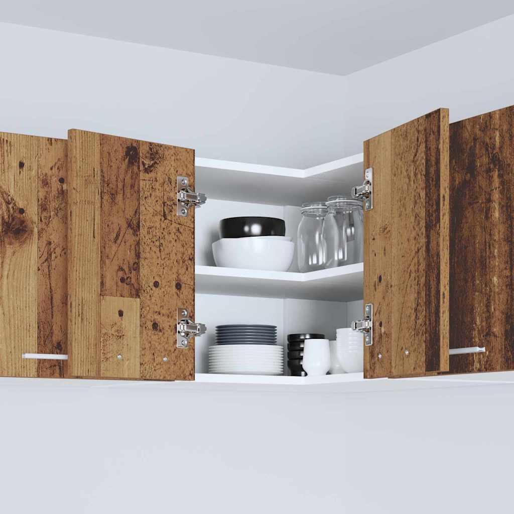 vidaXL Hanging Cabinet Old Wood and White 57 x 57 x 40 cm 4