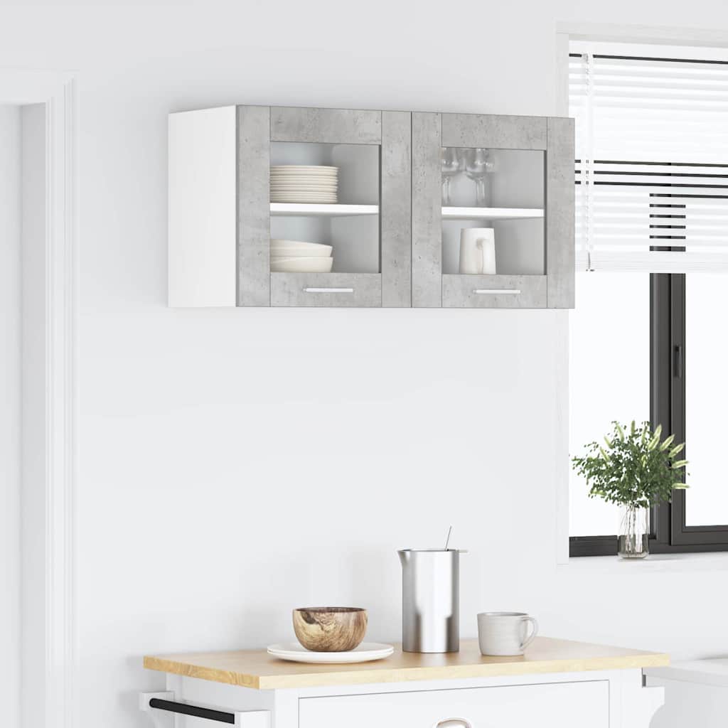 vidaXL Hanging Cabinet 2 pcs Concrete Grey Engineered Wood 4