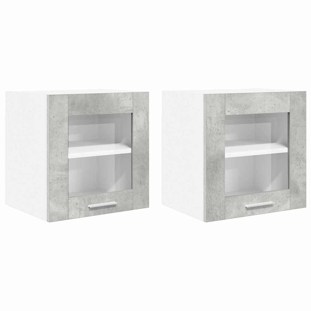 vidaXL Hanging Cabinet 2 pcs Concrete Grey Engineered Wood 2