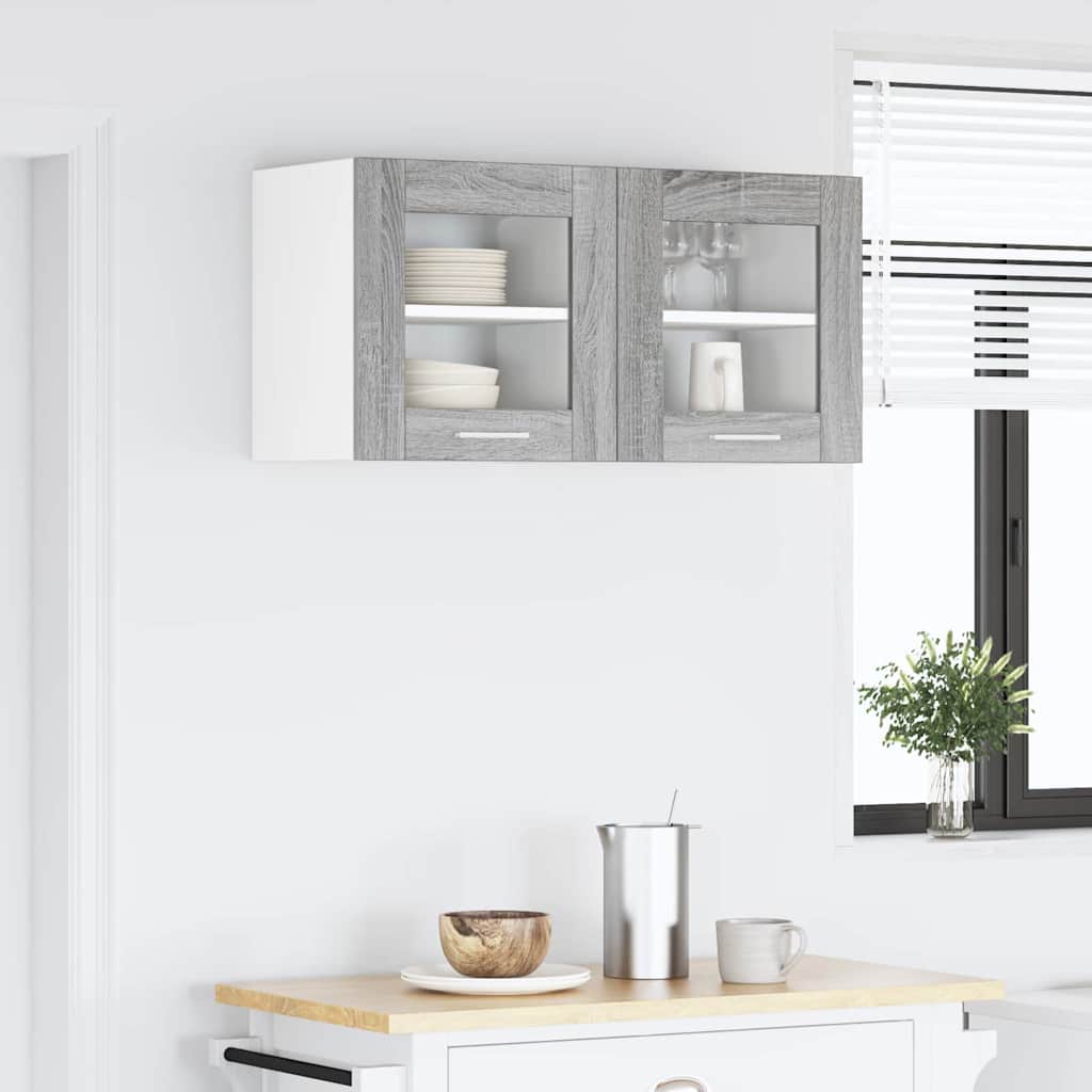vidaXL Hanging Cabinet 2 pcs Grey Sonoma Engineered Wood 4