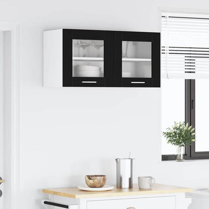vidaXL Hanging Cabinet Black Oak and White 80 x 31 x 40 cm 4