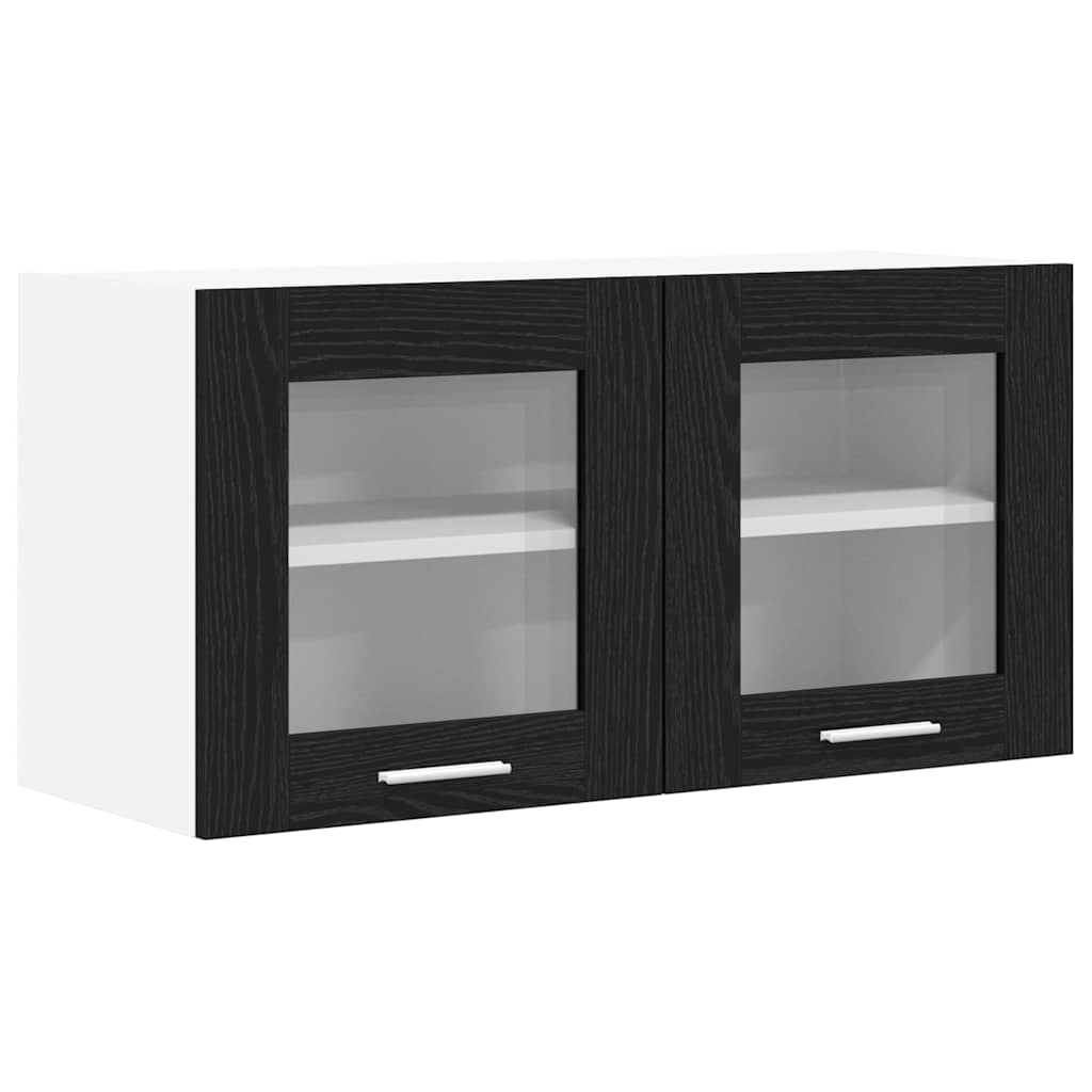 vidaXL Hanging Cabinet Black Oak and White 80 x 31 x 40 cm 2