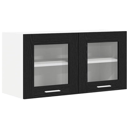 vidaXL Hanging Cabinet Black Oak and White 80 x 31 x 40 cm 2