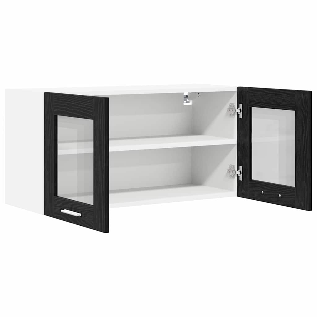 vidaXL Hanging Cabinet Black Oak and White 80 x 31 x 40 cm 5