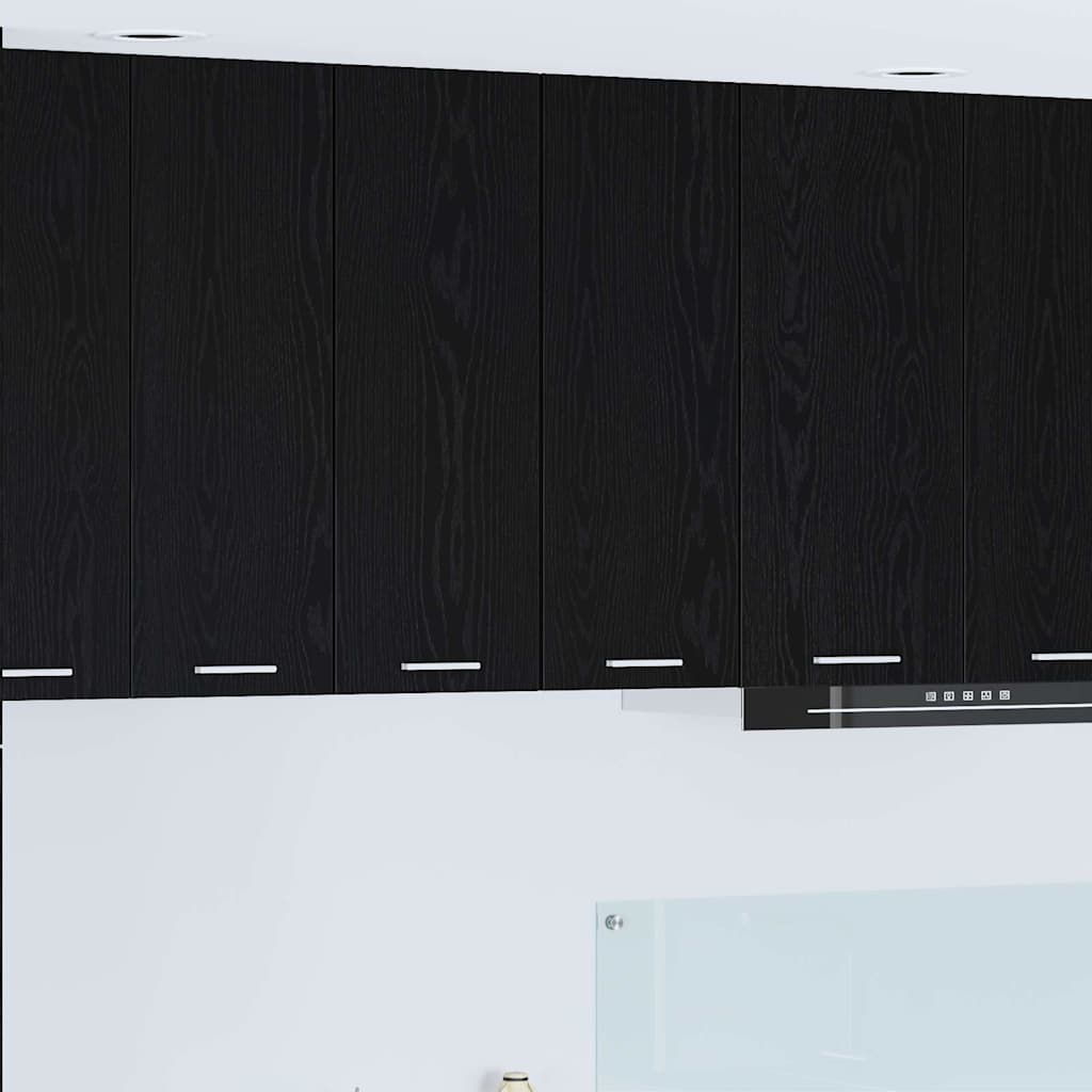 vidaXL Hanging Cabinet 2 pcs Black Oak and White Engineered Wood 1