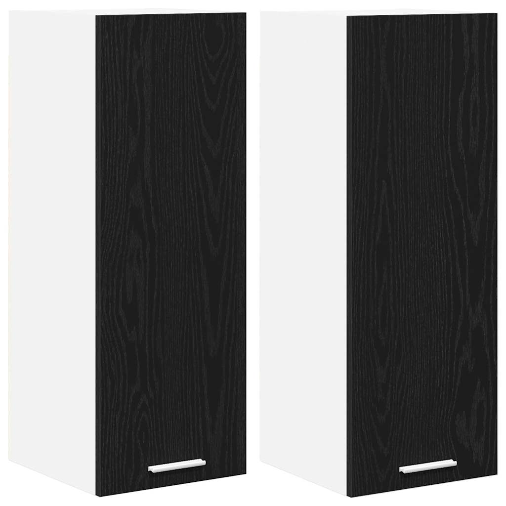 vidaXL Hanging Cabinet 2 pcs Black Oak and White Engineered Wood 2