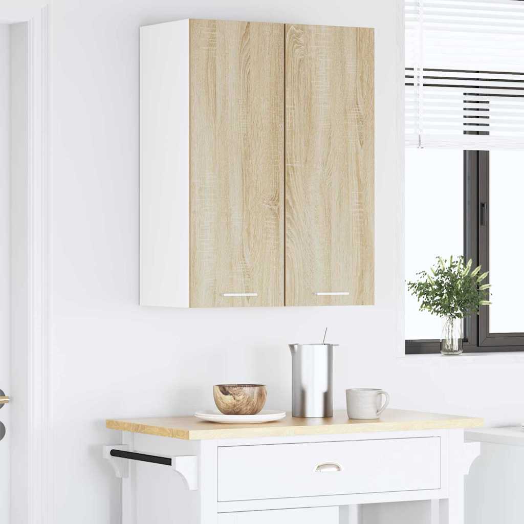 vidaXL Hanging Cabinet 2 pcs Sonoma Oak and White Engineered Wood 4
