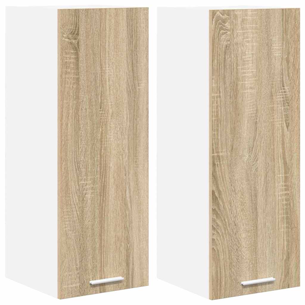 vidaXL Hanging Cabinet 2 pcs Sonoma Oak and White Engineered Wood 2