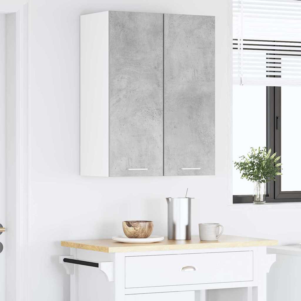 vidaXL Hanging Cabinet 2 pcs Concrete Grey and White Engineered Wood 4