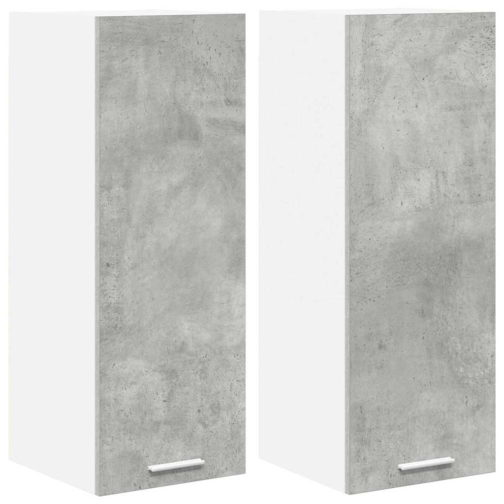 vidaXL Hanging Cabinet 2 pcs Concrete Grey and White Engineered Wood 2