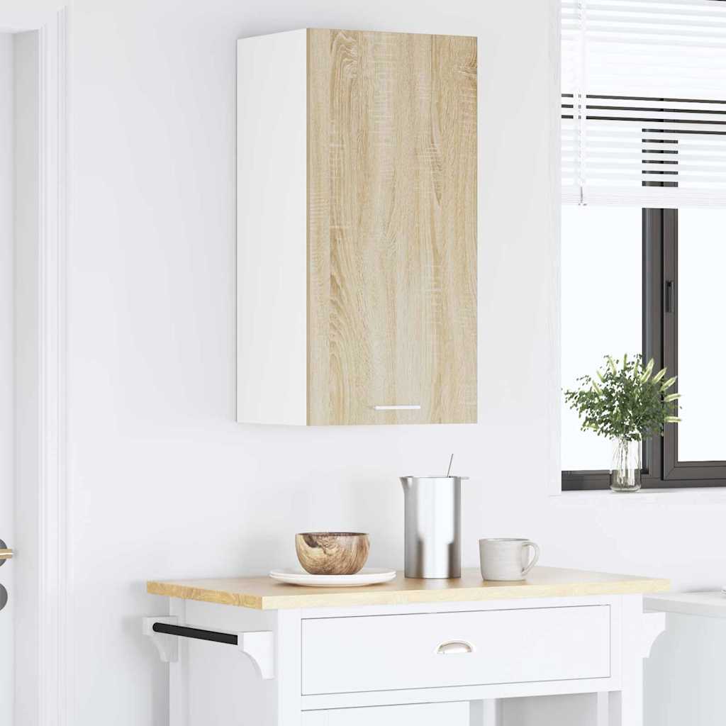 vidaXL Hanging Cabinet Sonoma Oak and White 40 x 31 x 80 cm 4