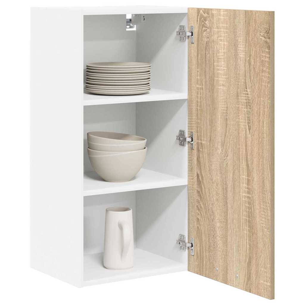 vidaXL Hanging Cabinet Sonoma Oak and White 40 x 31 x 80 cm 3