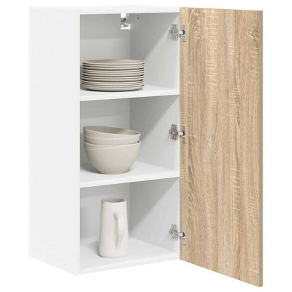 vidaXL Hanging Cabinet Sonoma Oak and White 40 x 31 x 80 cm 3
