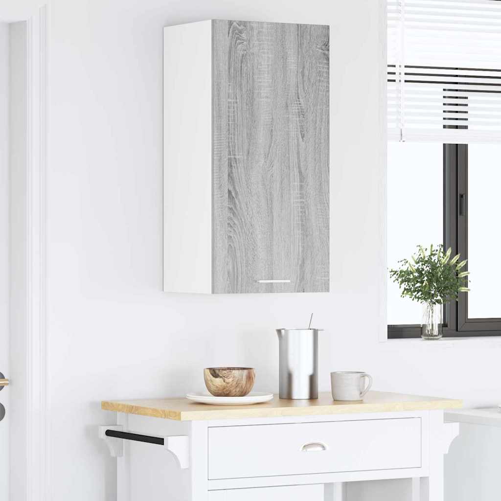vidaXL Hanging Cabinet Grey Sonoma and White 40 x 31 x 80 cm 4