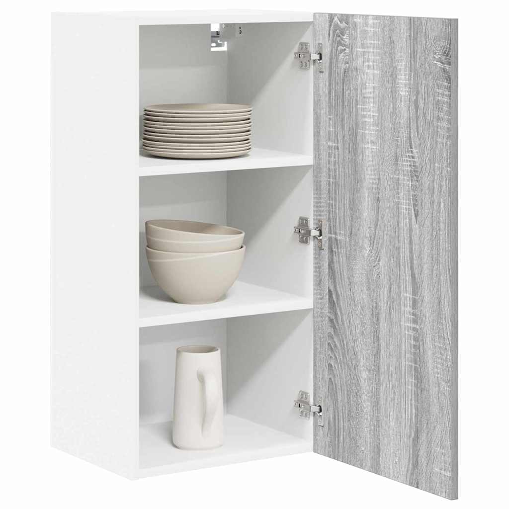vidaXL Hanging Cabinet Grey Sonoma and White 40 x 31 x 80 cm 3