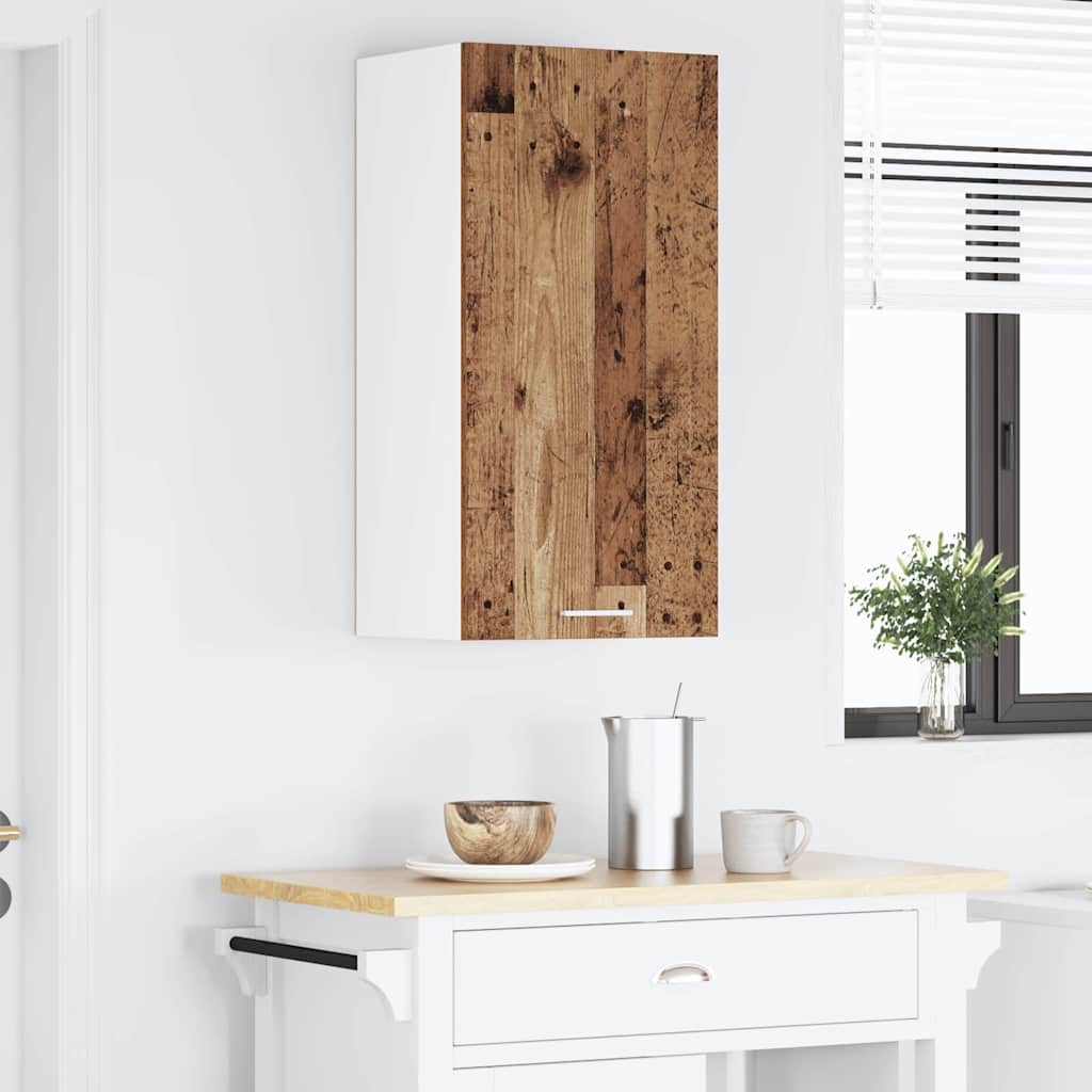 vidaXL Hanging Cabinet Old Wood and White 40 x 31 x 80 cm 4