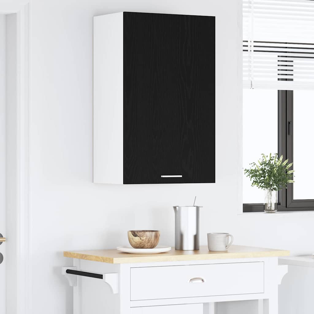 vidaXL Hanging Cabinet Black Oak and White 50 x 31 x 80 cm 4