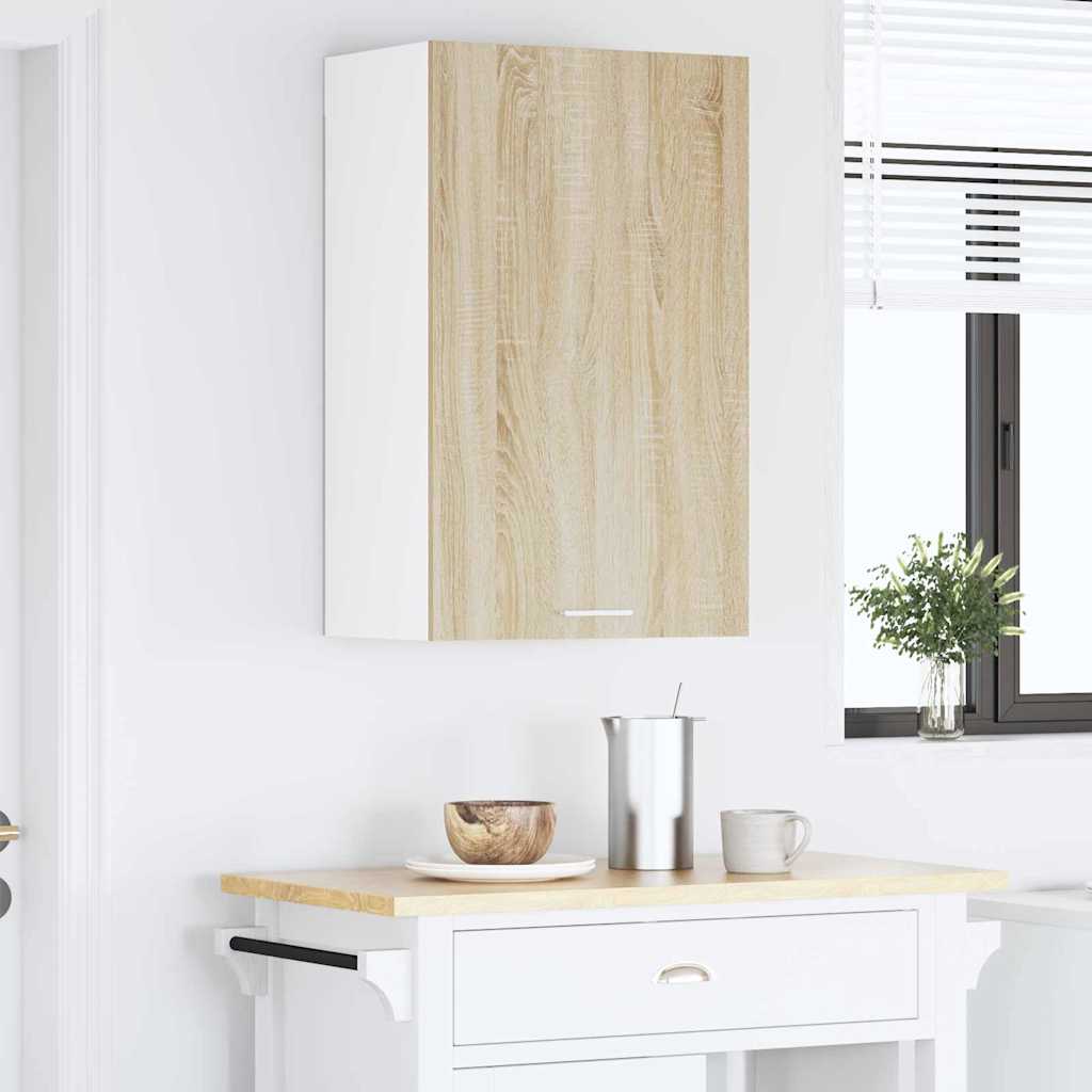 vidaXL Hanging Cabinet Sonoma Oak and White 50 x 31 x 80 cm 4
