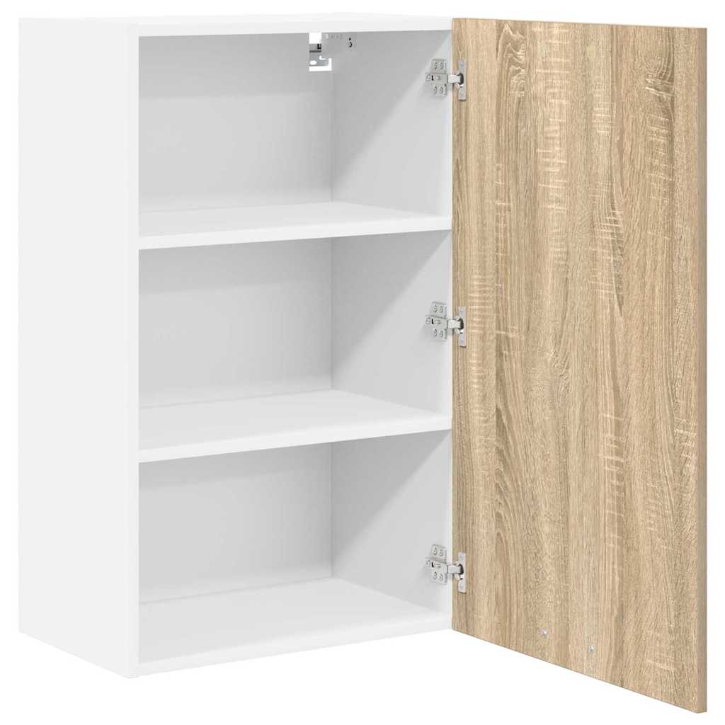 vidaXL Hanging Cabinet Sonoma Oak and White 50 x 31 x 80 cm 5