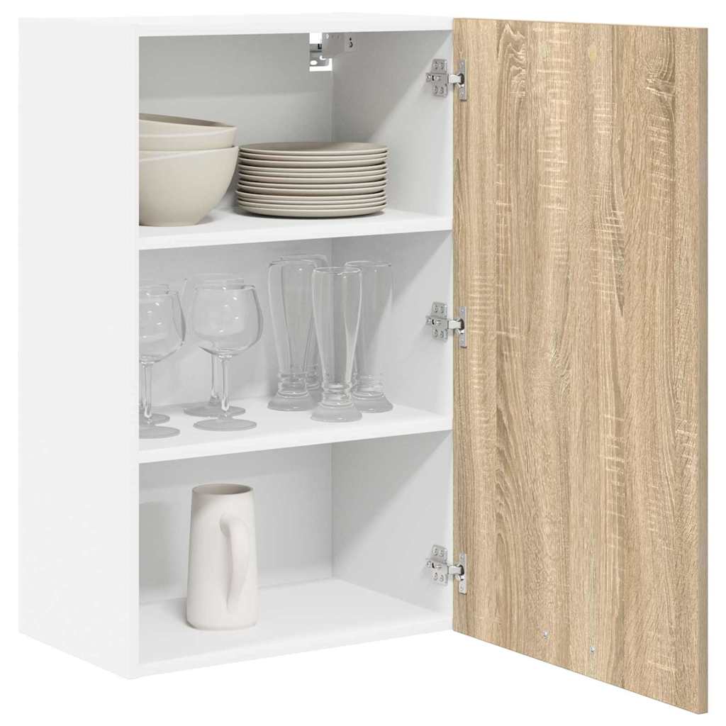 vidaXL Hanging Cabinet Sonoma Oak and White 50 x 31 x 80 cm 3