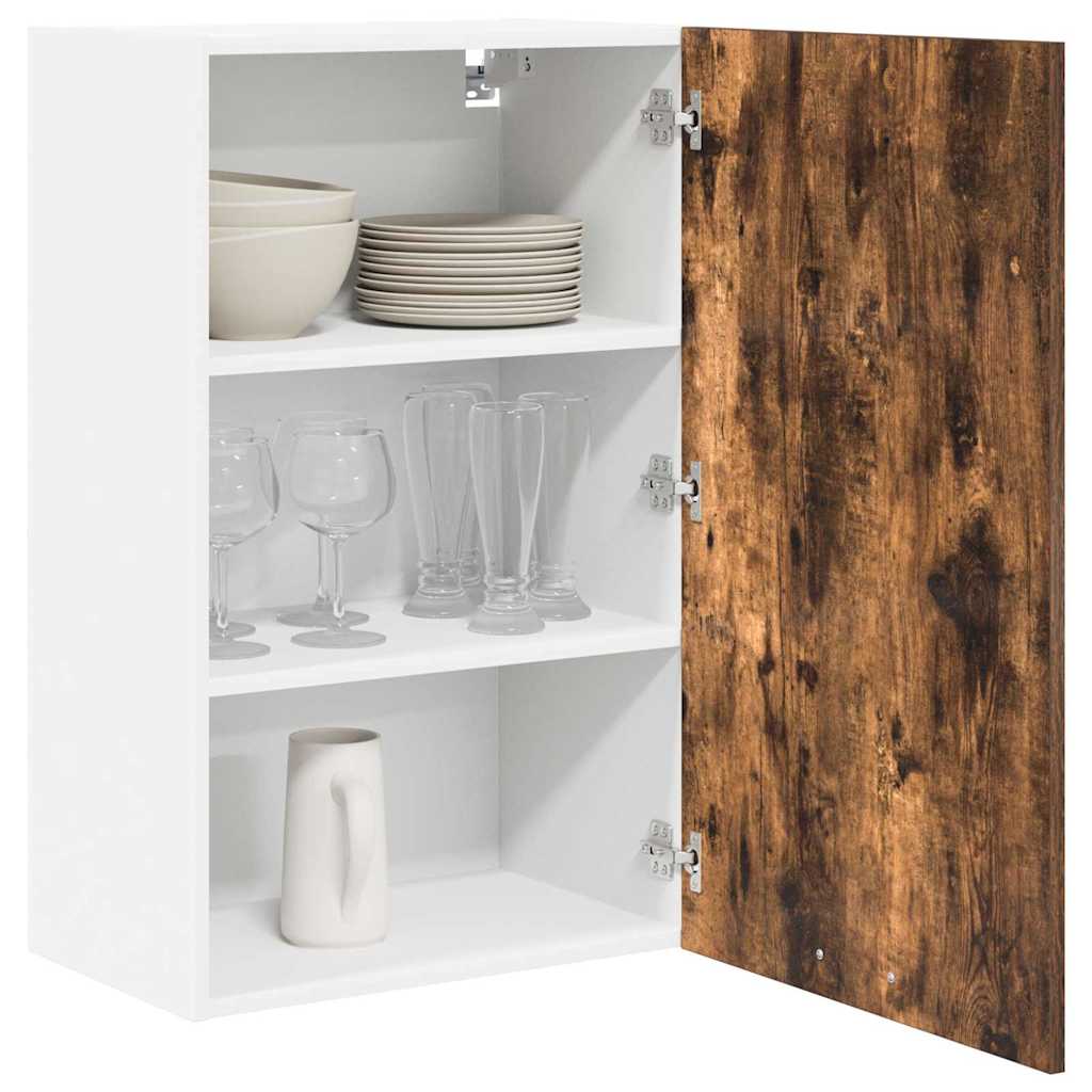 vidaXL Hanging Cabinet Smoked Oak and White 50 x 31 x 80 cm 3