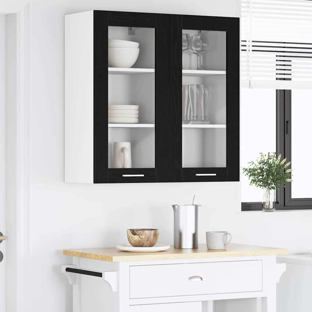 vidaXL Hanging Cabinet Black Oak 40 x 31 x 80 cm Engineered Wood 4