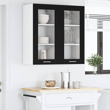 vidaXL Hanging Cabinet Black Oak 40 x 31 x 80 cm Engineered Wood 4