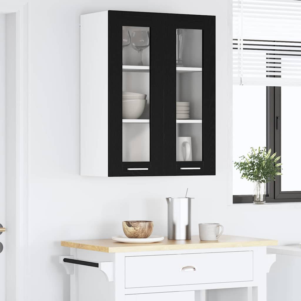 vidaXL Hanging Cabinet Black Oak 60 x 31 x 80 cm Engineered Wood 4