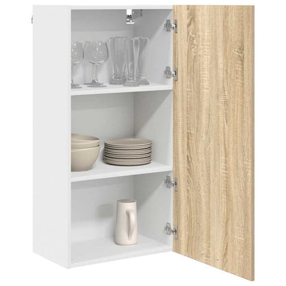Wall Mounted Cabinet "Lyon" 50x31x60 cm Sonoma oak 1x hanging cabinet (1 door) 40 cm wide 40 cm high–1x hanging cabinet (2 shelves) 40 cm 1x hanging cabinet (1 door) 50 cm wide 100 cm high
