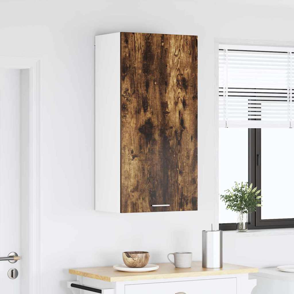 vidaXL Hanging Cabinet Smoked Oak and White 50 x 31 x 100 cm 4