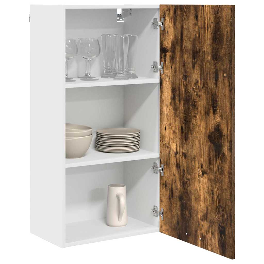 vidaXL Hanging Cabinet Smoked Oak and White 50 x 31 x 100 cm 3