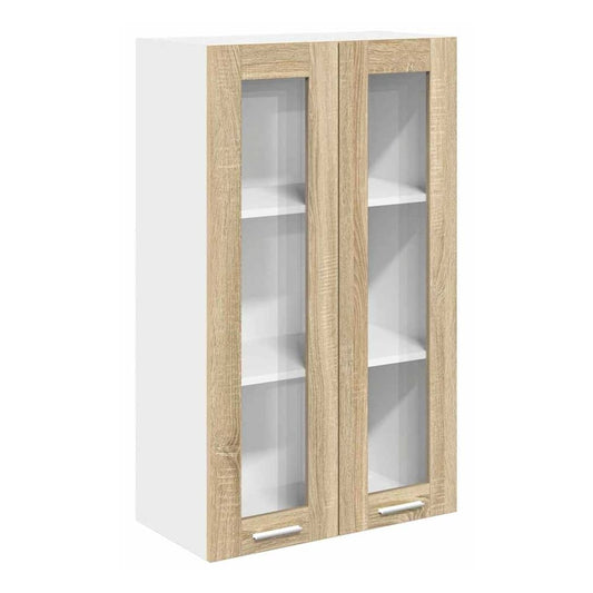 Hanging Cabinet 2 pcs 40 x 31 x 40 cm Sonoma oak 1x hanging glass cabinet (2 doors) 60 cm wide 100 cm high–2x hanging glass cabinet (2 doors) 60 cm wide 40 cm high 1x hanging glass cabinet (2 doors) 60 cm wide 100 cm high