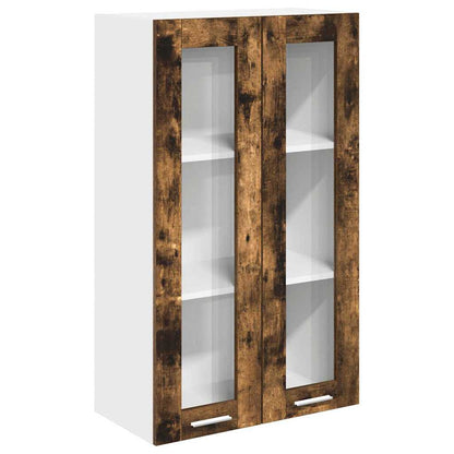 Hanging Glass Cabinet "Lyon" 40x31x60 cm Smoked oak 1x hanging cabinet (3 shelves) 40–1x hanging glass cabinet (2 doors) 80 cm wide 40 cm high 1x hanging glass cabinet (2 doors) 60 cm wide 100 cm high
