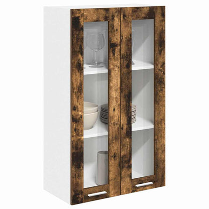 Hanging Glass Cabinet "Lyon" 40x31x60 cm Smoked oak 1x hanging cabinet (3 shelves) 40–1x hanging glass cabinet (2 doors) 80 cm wide 40 cm high 1x hanging glass cabinet (2 doors) 60 cm wide 100 cm high