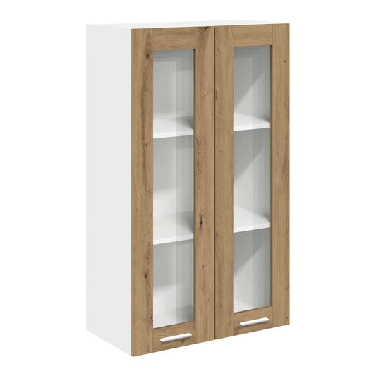 Hanging Cabinet 2 pcs 40 x 31 x 40 cm Artisan oak 1x hanging glass cabinet (2 doors) 60 cm wide 100 cm high–2x hanging glass cabinet (2 doors) 60 cm wide 40 cm high 1x hanging glass cabinet (2 doors) 60 cm wide 100 cm high