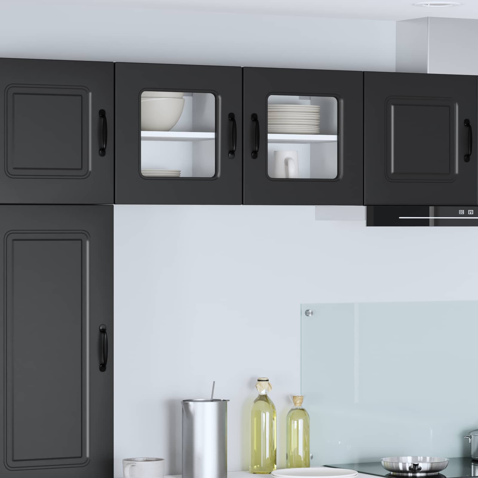 vidaXL Dishwasher Panel Kalmar 2 pcs Black Engineered Wood 1