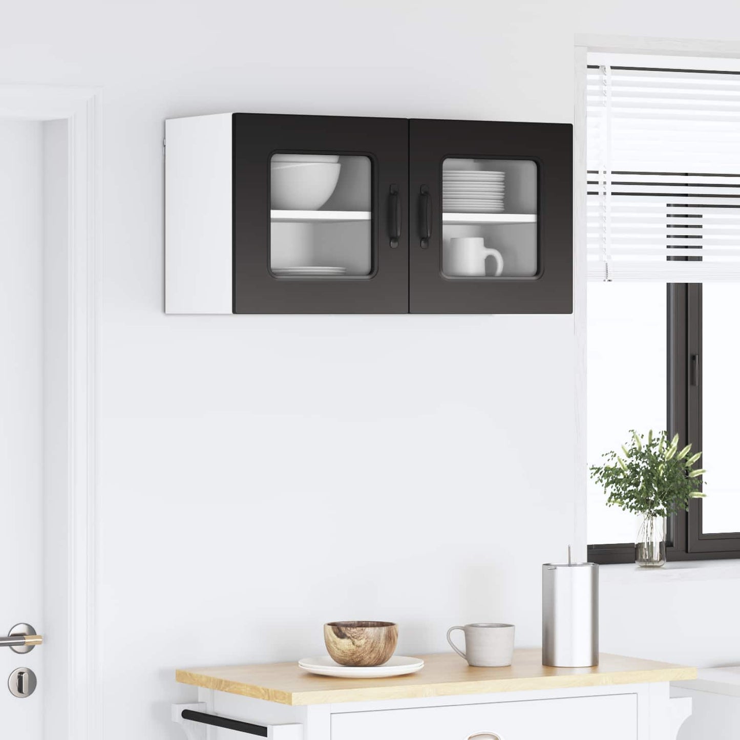 vidaXL Dishwasher Panel Kalmar 2 pcs Black Engineered Wood 4