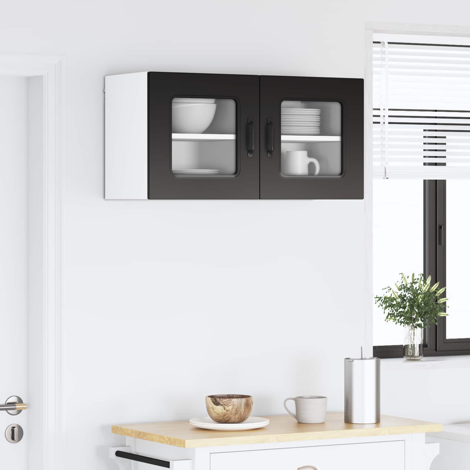 vidaXL Dishwasher Panel Kalmar 2 pcs Black Engineered Wood 4