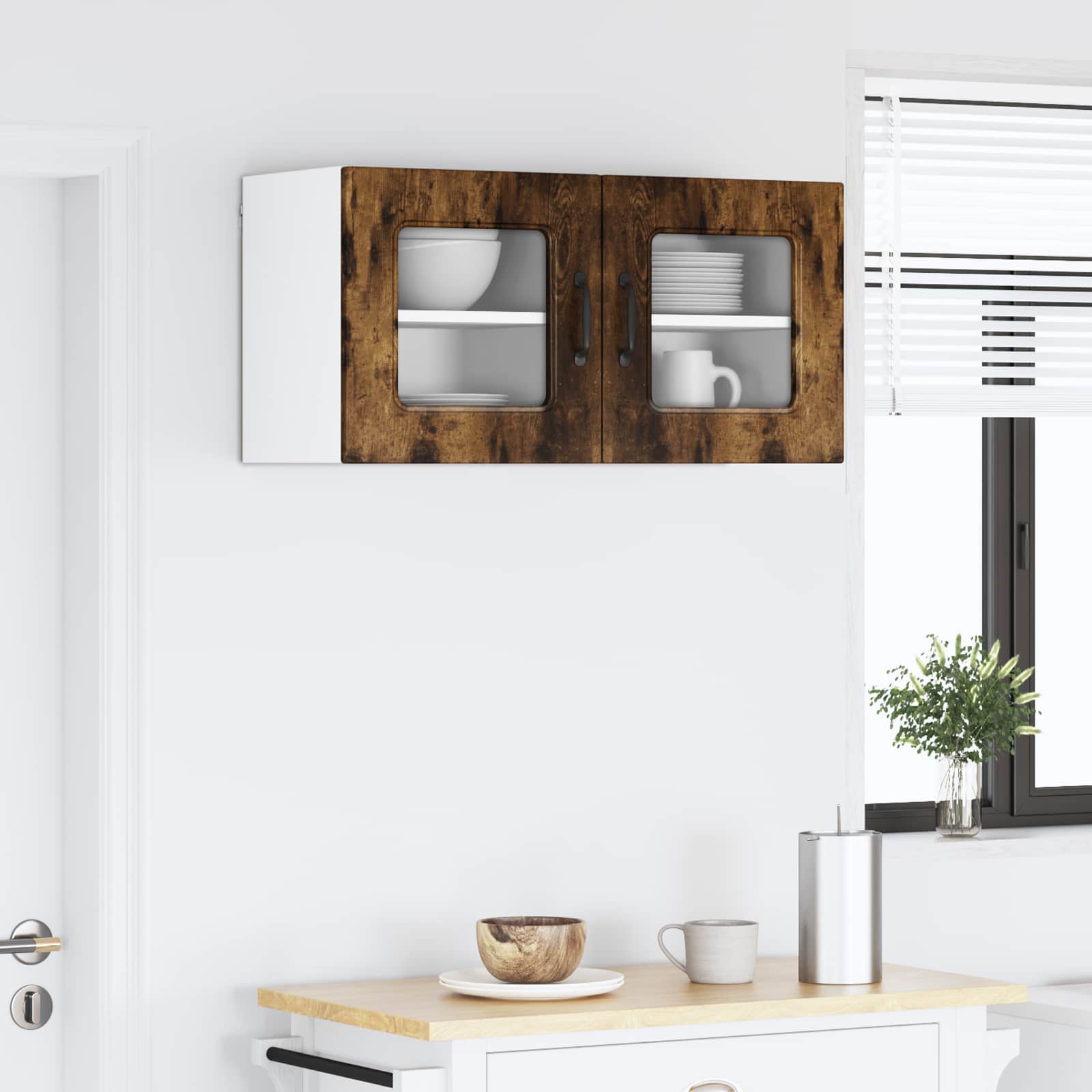 vidaXL Dishwasher Panel Kalmar 2 pcs Smoked Oak Engineered Wood 4