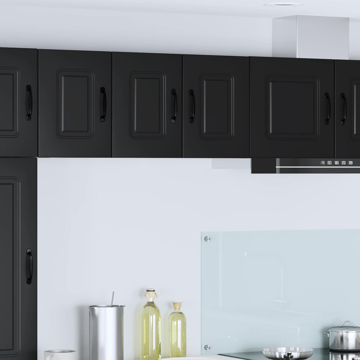 vidaXL Dishwasher Panel Kalmar 2 pcs Black Engineered Wood 1