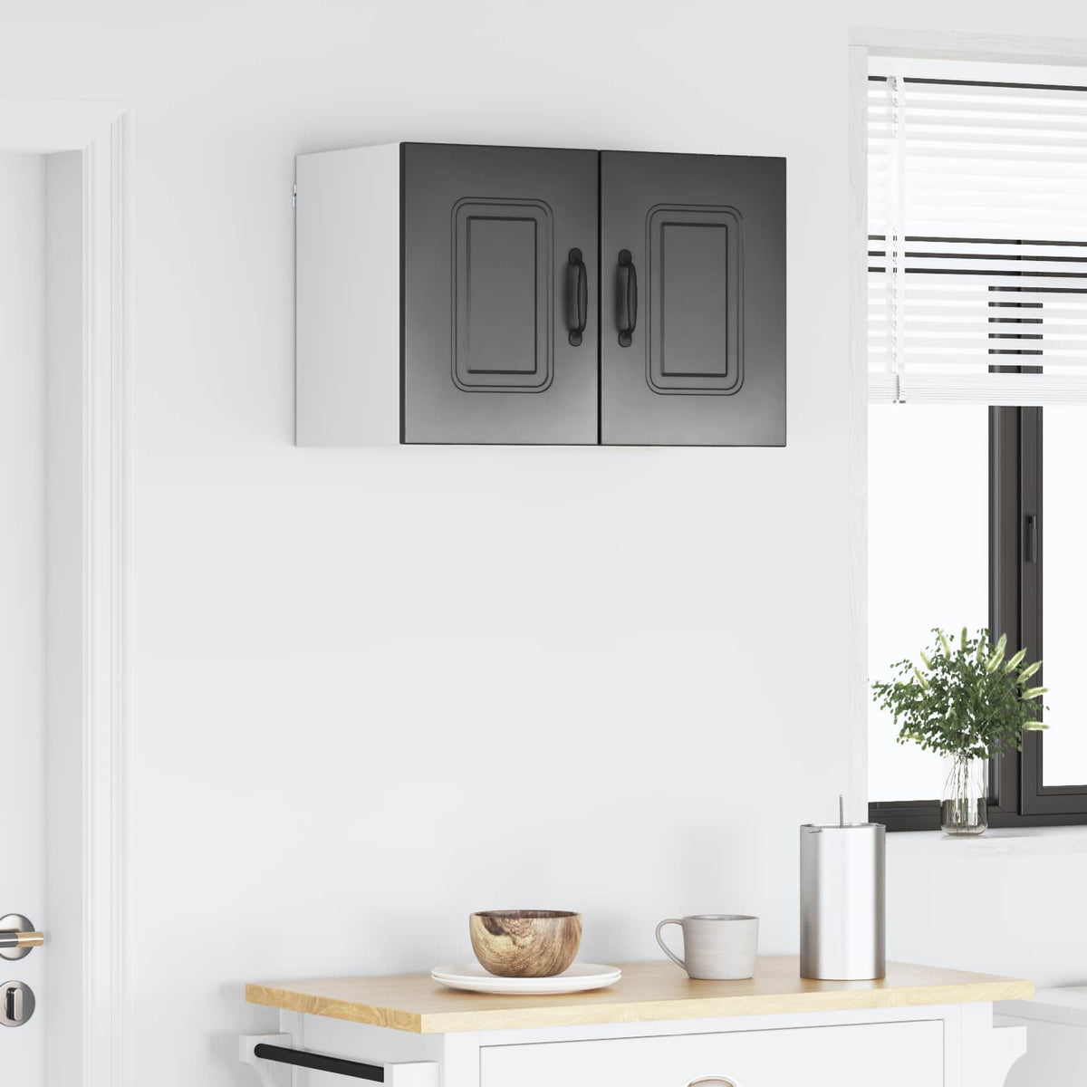 vidaXL Dishwasher Panel Kalmar 2 pcs Black Engineered Wood 4