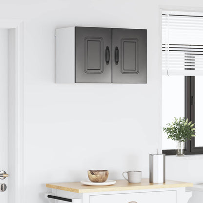 vidaXL Dishwasher Panel Kalmar 2 pcs Black Engineered Wood 4